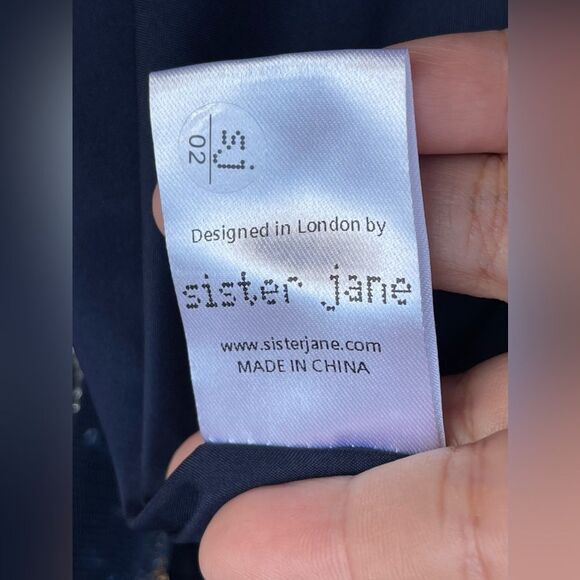 Sister Jane Shooting Star Embroidered Mini Dress Navy and Silver  medium - Picture 16 of 17